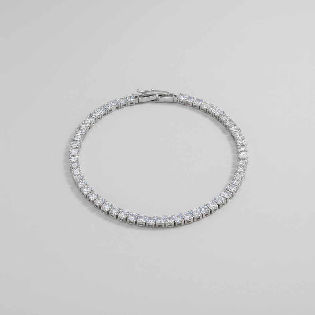 Rhinestone Tennis Bracelet Silver Chain Link