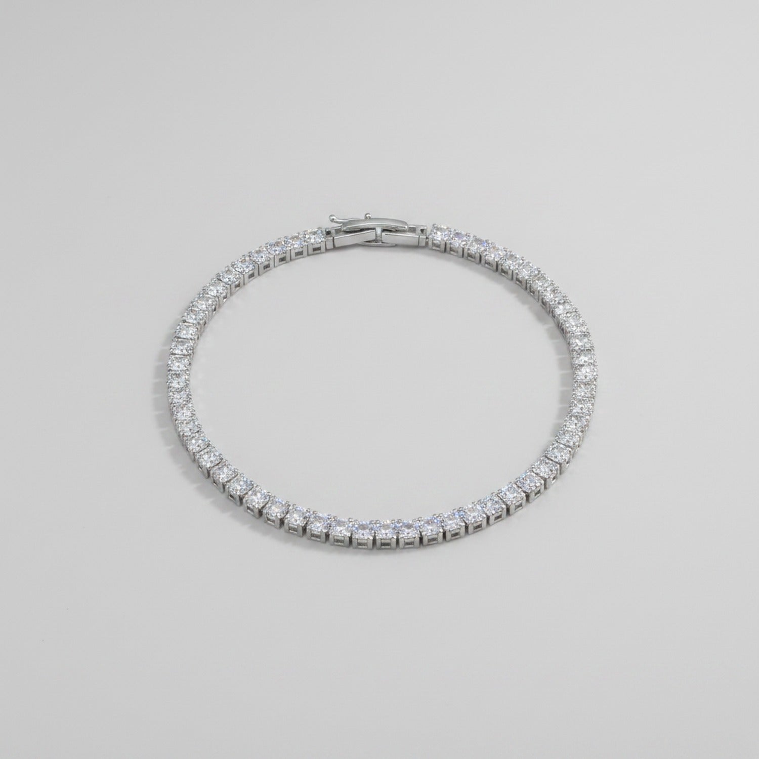 Rhinestone Tennis Bracelet Silver Chain Link