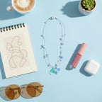 Blue Shell Pearl Beaded Charm Necklace