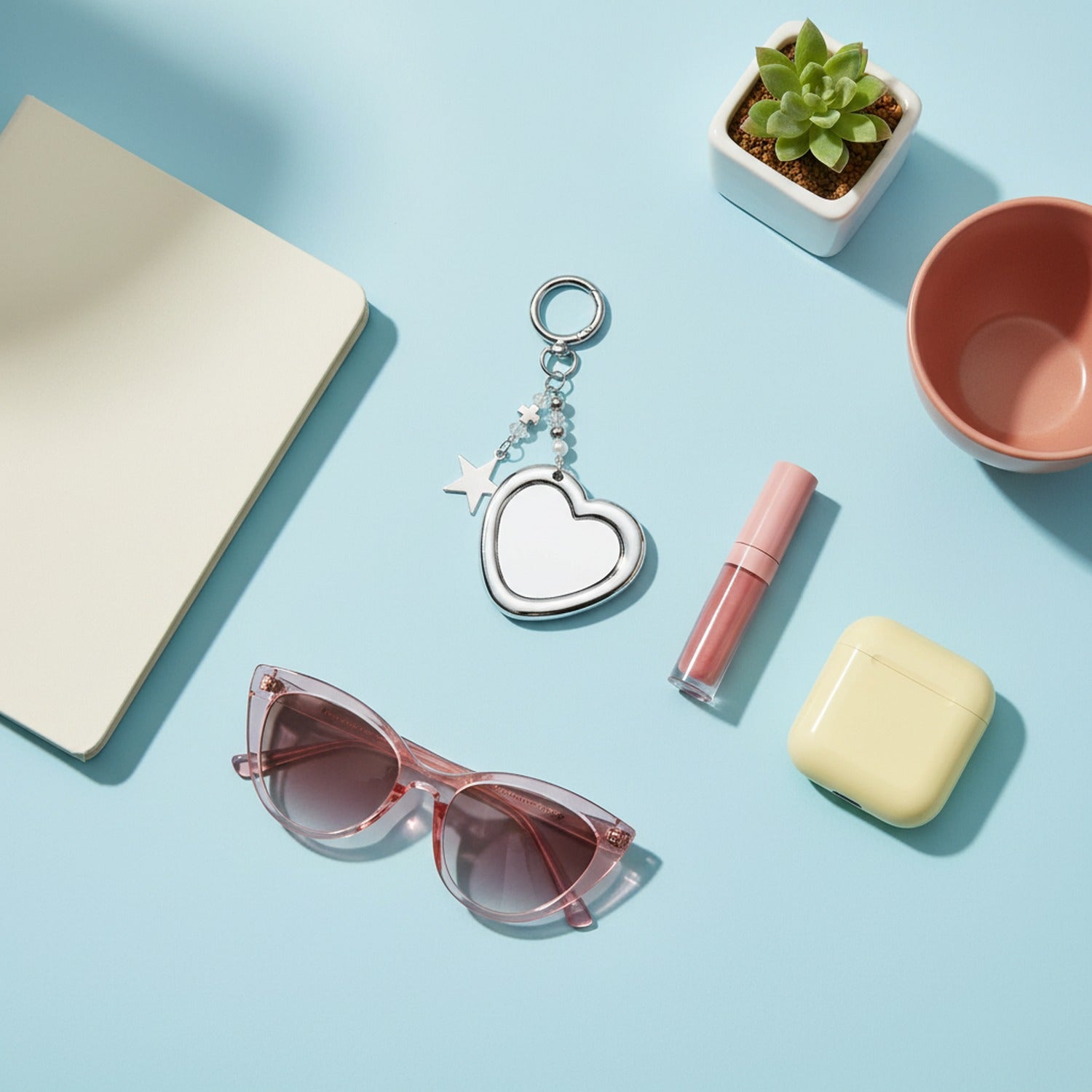 Silver Heart Keyring With Star Charm