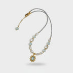 Aqua Beaded Pearl Charm Pendant Necklace
