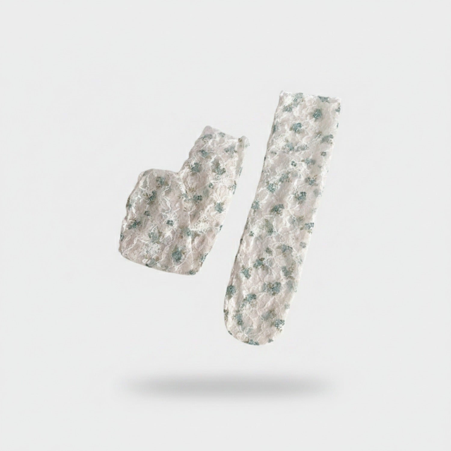 Floral Cream Crew Socks With Ruffle Top