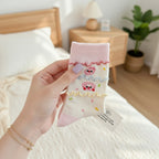 Cream Ruffle Heart Smiley Face Socks