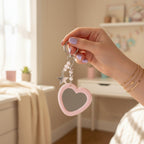Pink Heart Acrylic Keyring With Star Charm