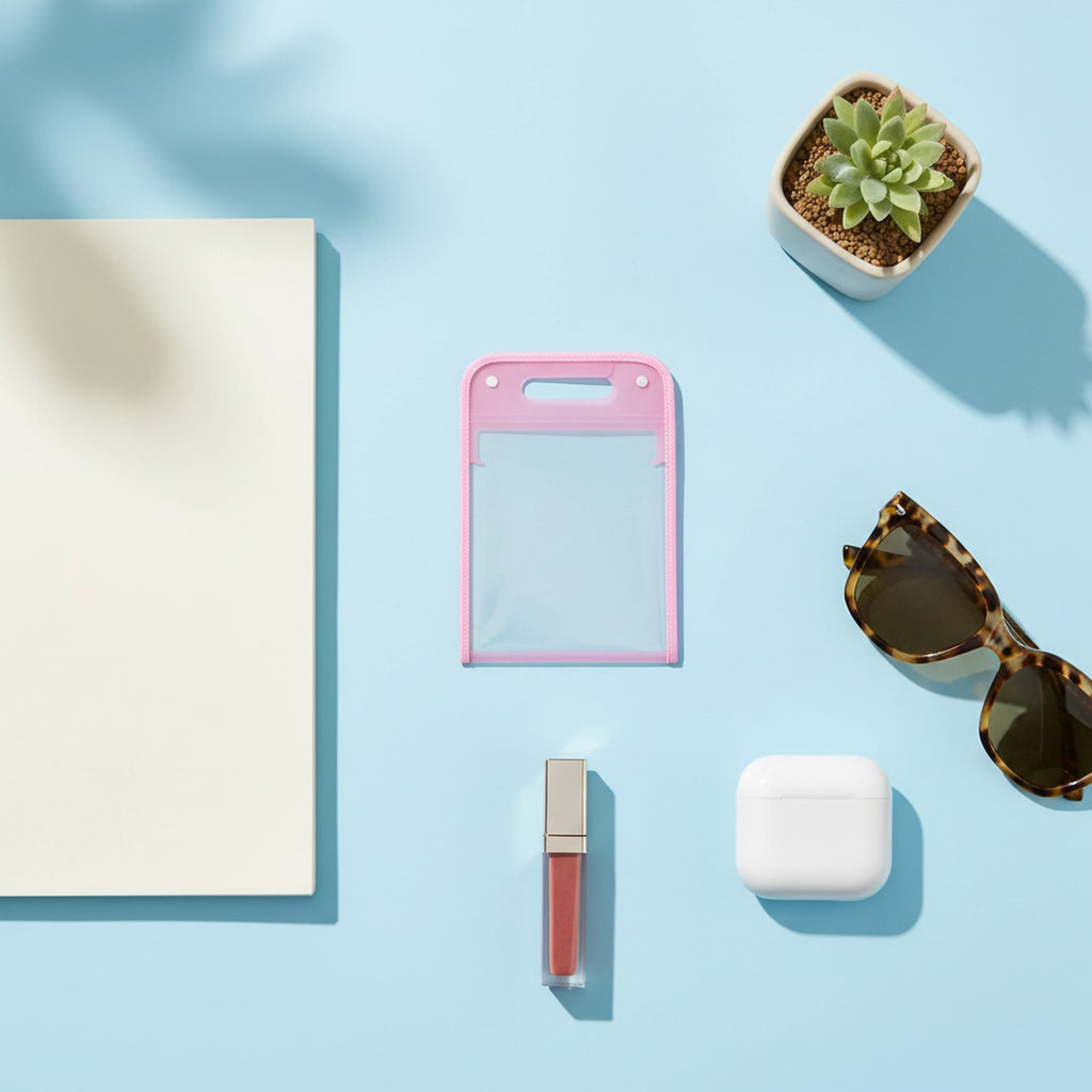 Pink Plastic Clipboard With Handle And Storage Pocket