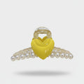 Yellow Heart Pearl Beaded Hair Claw