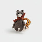 Gray Knit Bear Hair Claw With Rust Bow