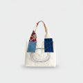 Patchwork Tote Bag With Embroidered Detail - Yarn Embroidery Vest Bag - Beige