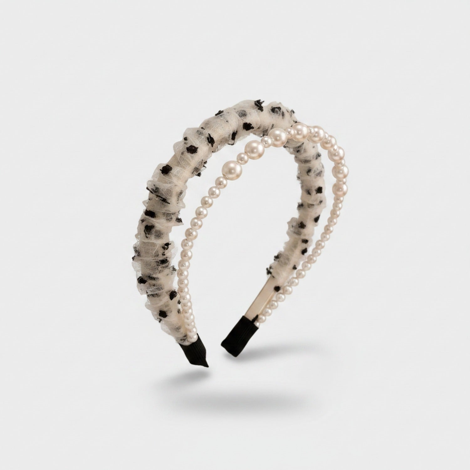 Black Pearl Beaded Ruffle Headband
