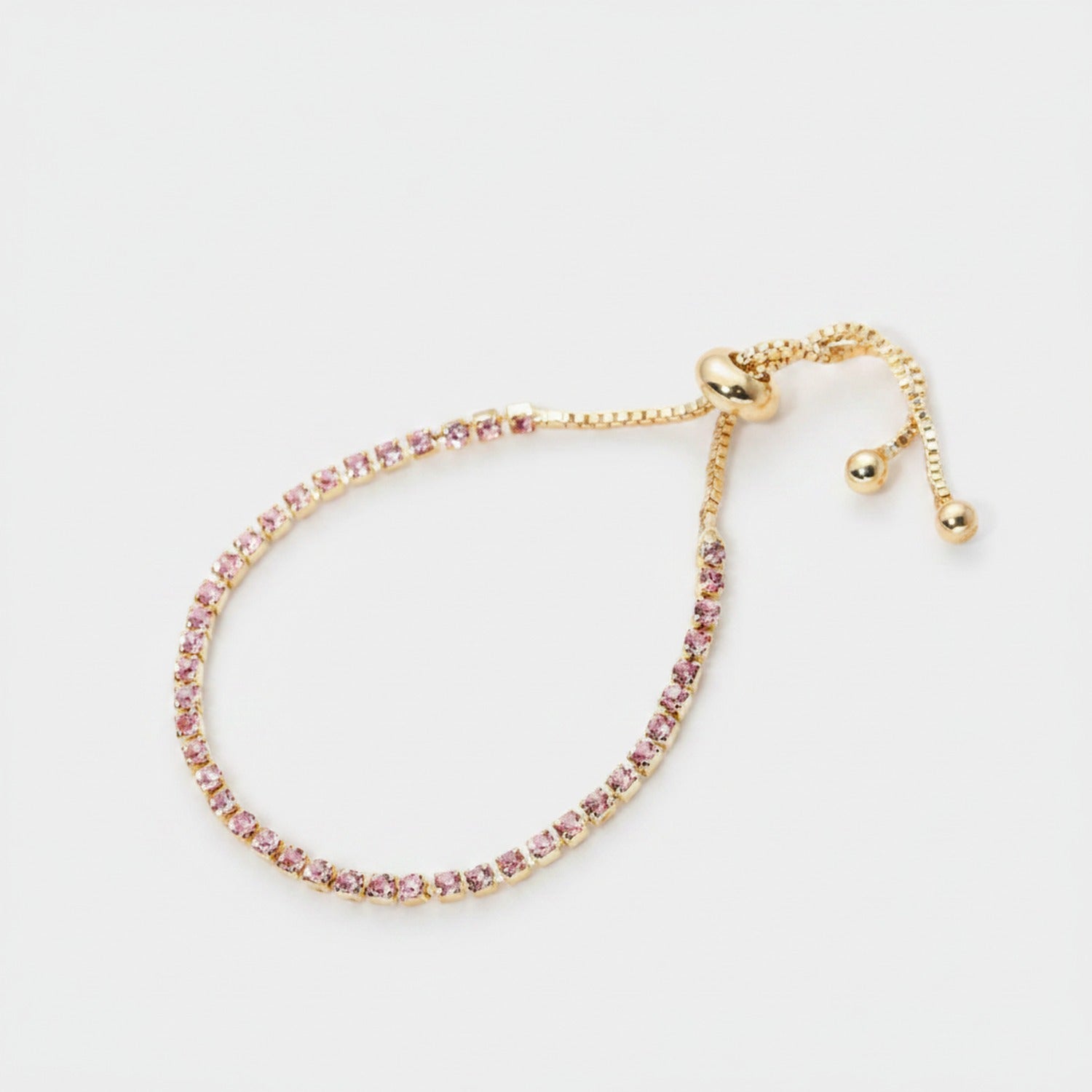 Gold Cubic Zirconia Adjustable Tennis Bracelet
