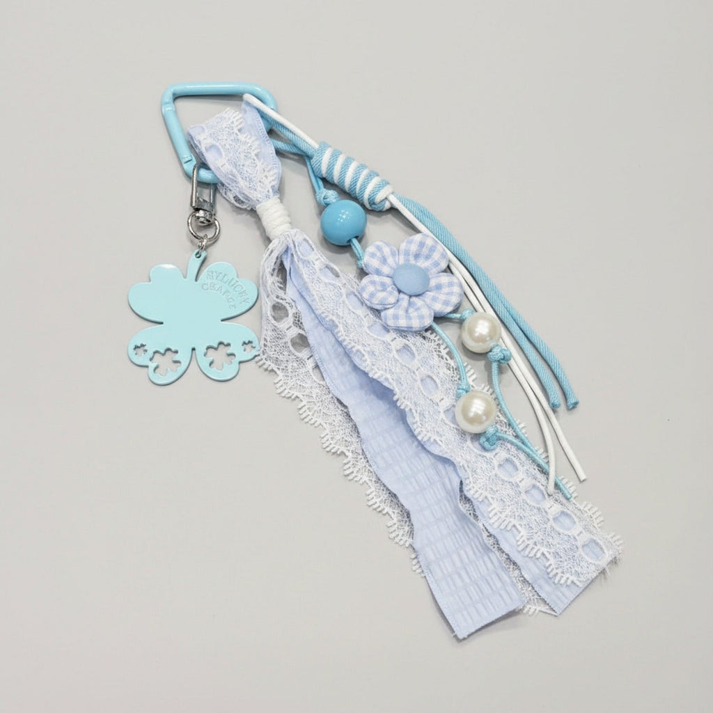 Lace Pearl Charm Keyring - Blue – novelty & toys (view 3)
