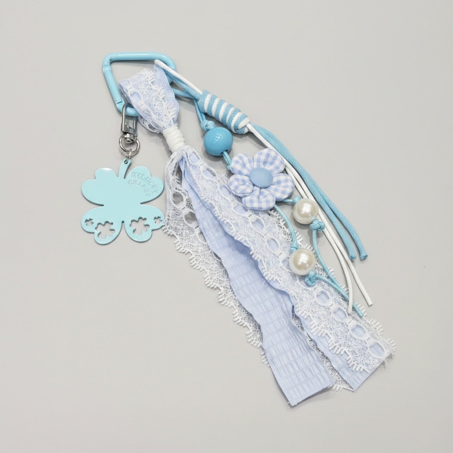 Lace Pearl Charm Keyring - Blue
