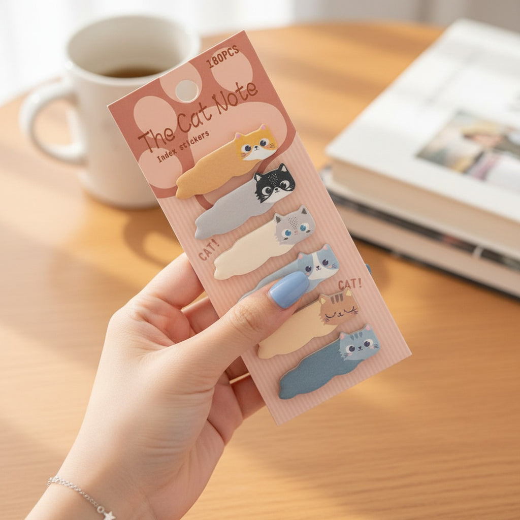 Cat Index Stickers Cute Feline Design Pack