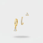 Gold Crystal Charm Hoop Earring Set