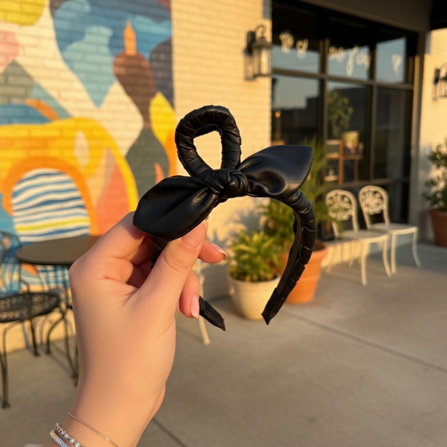 Black Leather Bow Hair Claw Clip