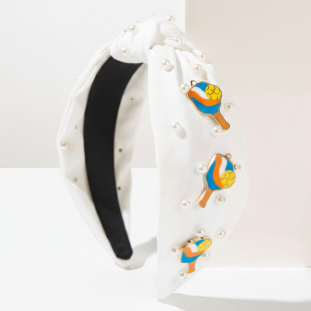 White Pearl Padded Headband With Beach Ball Charms