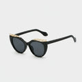 Black Cat Eye Sunglasses With Gold Detail