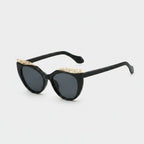 Black Cat Eye Sunglasses With Gold Detail