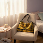 Yellow Plaid Shoulder Bag With Heart Charm