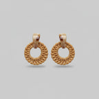 Woven Rattan Circle Drop Earrings