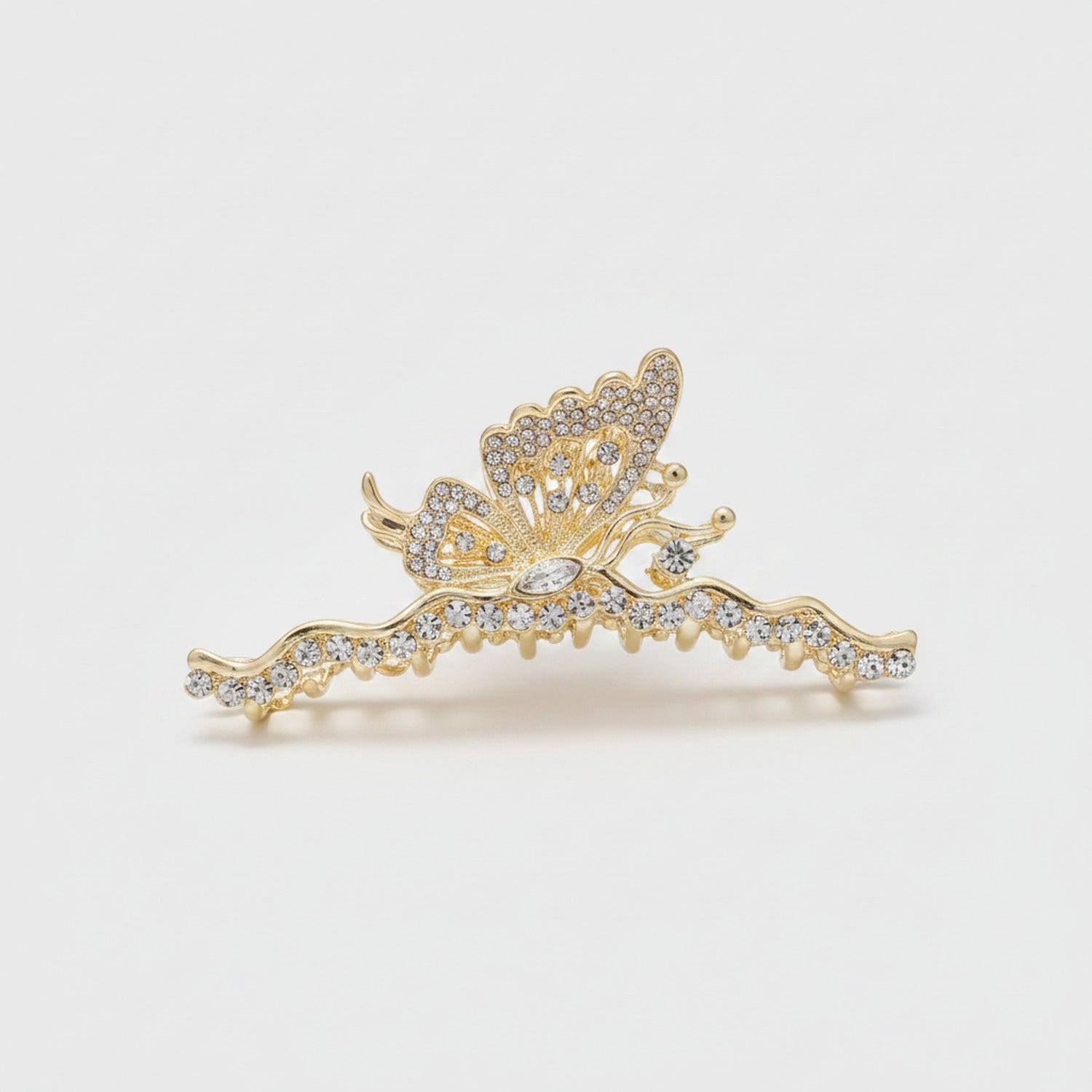 Gold Butterfly Rhinestone Hair Claw Clip