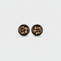 Leopard Print Black Circle Stud Earrings