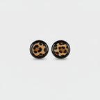 Leopard Print Black Circle Stud Earrings