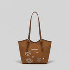 Brown Leather Tote Bag With Cat Star Charms