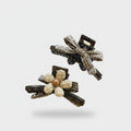 Checkered Pearl Beaded Hair Claw Clip Pair