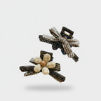Checkered Pearl Beaded Hair Claw Clip Pair