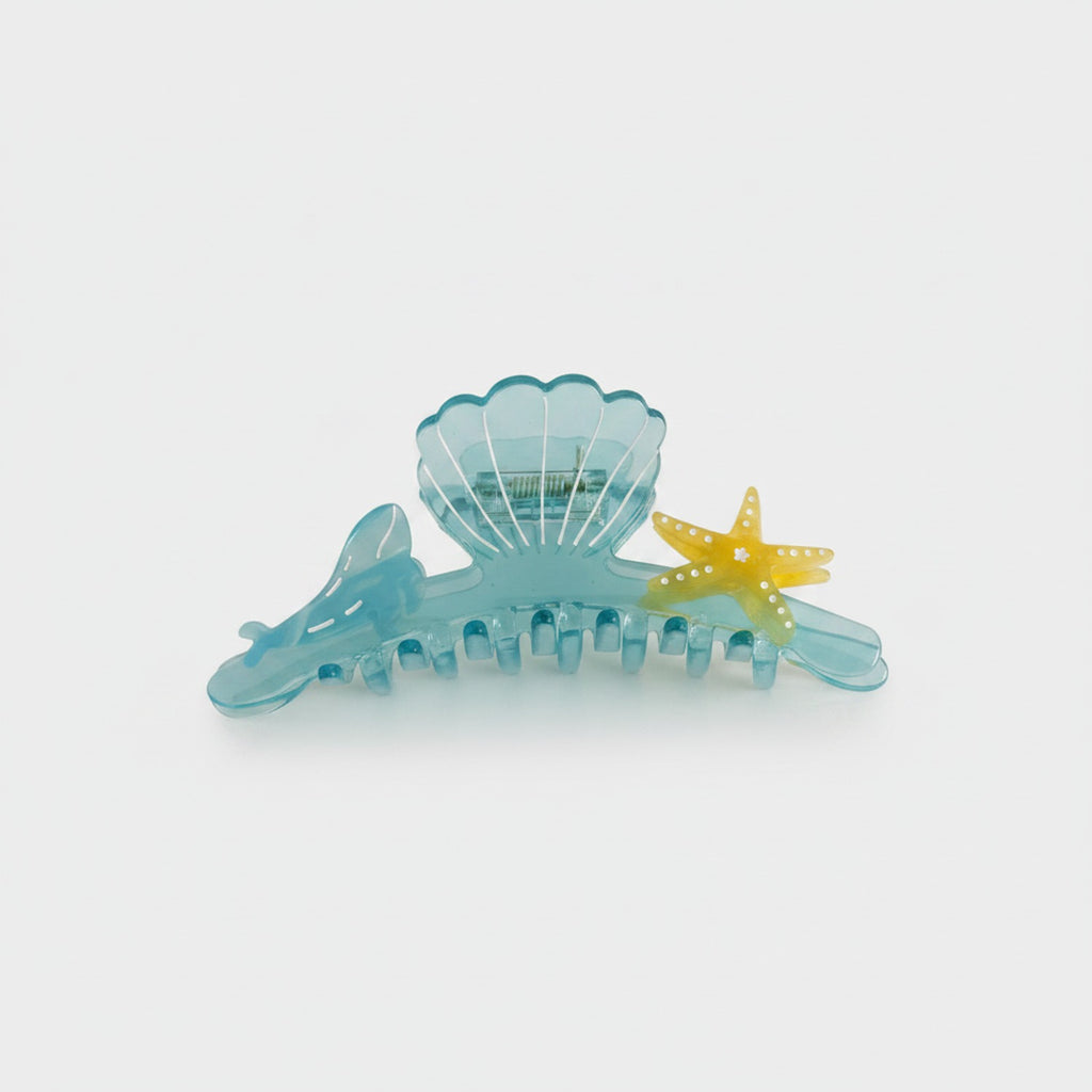 Turquoise Sea Shell Starfish Hair Claw Clip