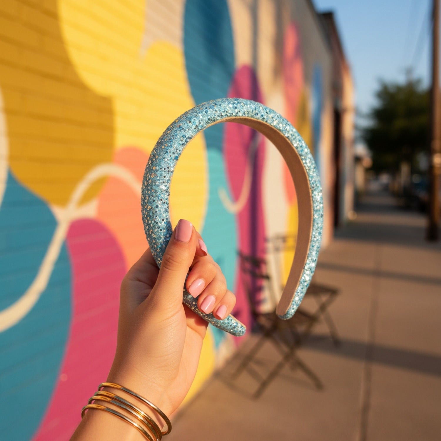 Glitter Sparkle Padded Headband Turquoise