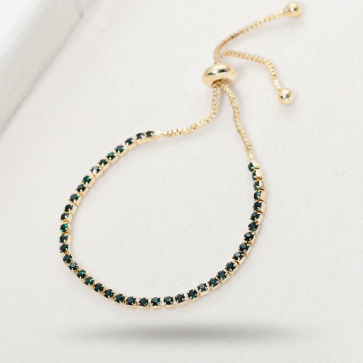 Gold Cubic Zirconia Adjustable Tennis Bracelet