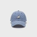 Blue Gingham Check Cap With Horse Emblem