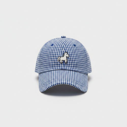 Cap With Horse Emblem - Blue – apparel accessories (view 1)