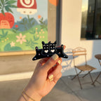 Black Cat Heart Rhinestone Hair Claw