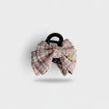 Plaid Bow Hair Claw Clip Pink