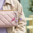 Acrylic Keyring Set With Pink Charm Charms