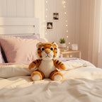 Adorable Orange Tiger Plush Toy With Black Stripes