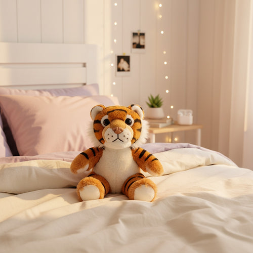 Adorable Orange Tiger Plush Toy With Black Stripes