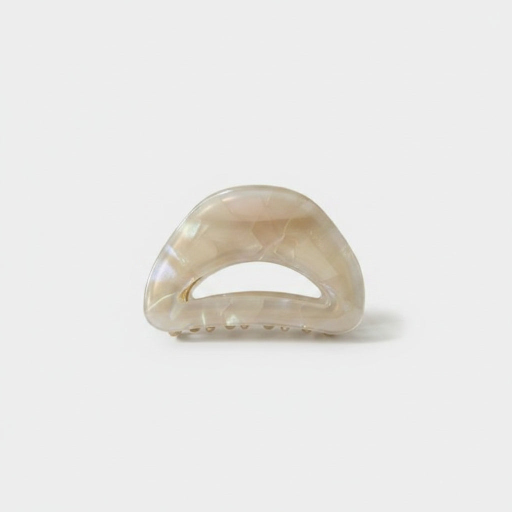 Cream Pearl Beaded Half-Moon Hair Claw