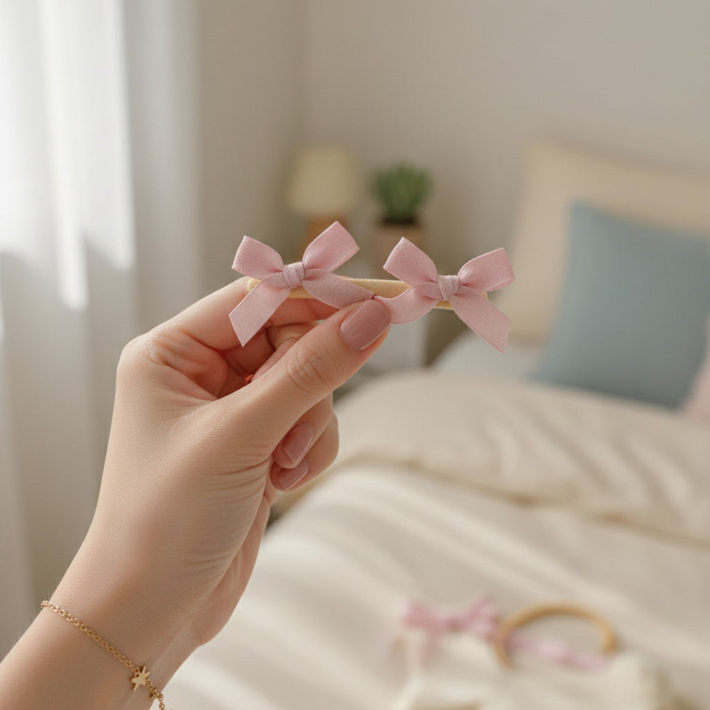 Cream Cable Knit Socks With Pink Bow