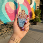 Ice Cream Cone Beaded Hair Claw Clip