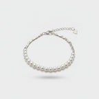 Pearl Beaded Silver Chain Bracelet