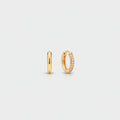 Gold Huggie Hoop Earrings With Rhinestones