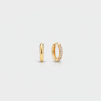 Gold Huggie Hoop Earrings With Rhinestones