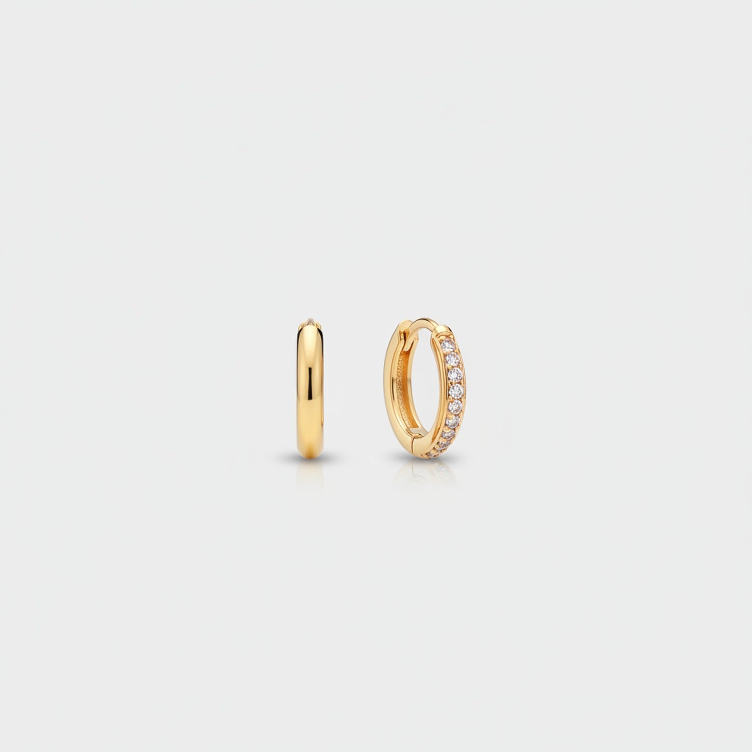 Gold Huggie Hoop Earrings With Rhinestones