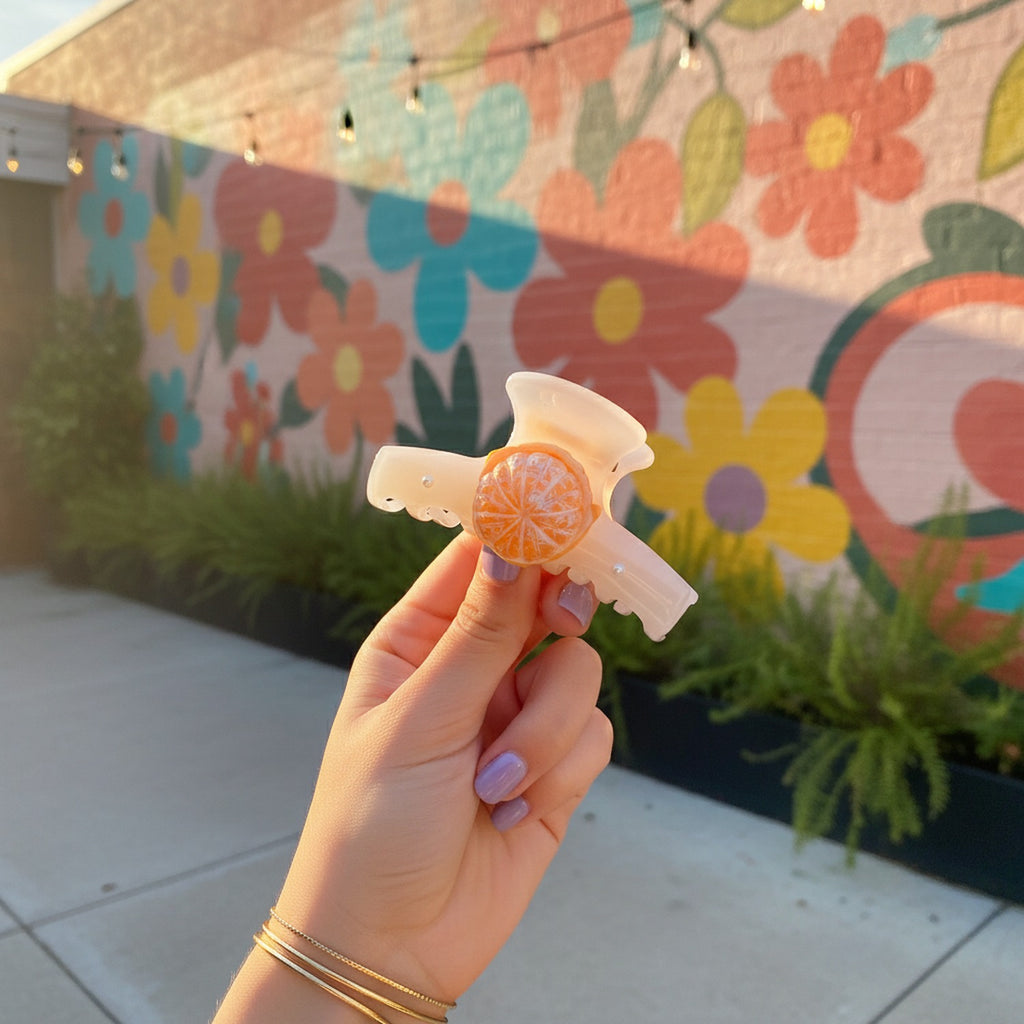 Citrus Slice Peach Pearl Hair Claw
