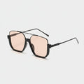 Square Black Sunglasses with Peach Tint Lenses