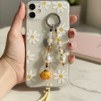 Beaded Pearl Flower Charm Acrylic Keyring